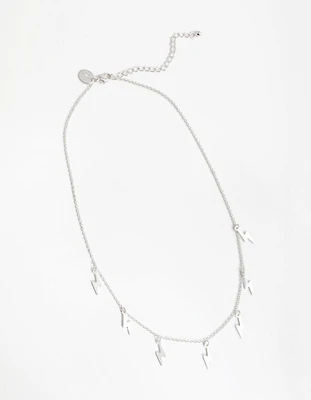 Silver Multi Lightning Station Necklace