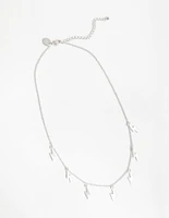 Silver Multi Lightning Station Necklace