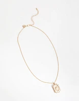 Gold Sun Rectangle Pendant Necklace