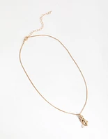 Gold Faux Pearl Hand Necklace