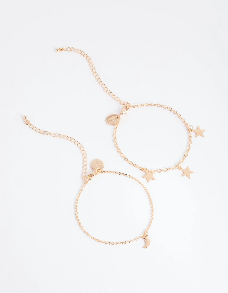 Gold Star & Moon Bracelet Pack