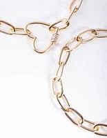 Gold Heart Link Chain Bracelet Pack