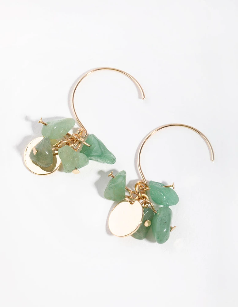 Gold Jingly Bead Disc Drop Earrings