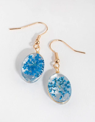 Oval Clear Bead Drop Earrings