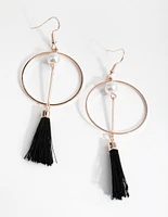 Rose Gold Tassel & Hoop Drop Earrings