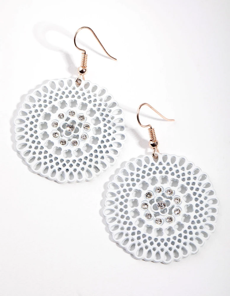 Rose Gold Circle Cutout Drop Earrings