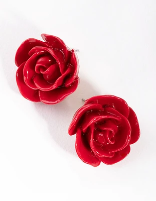 Gold Large Rose Stud Earrings