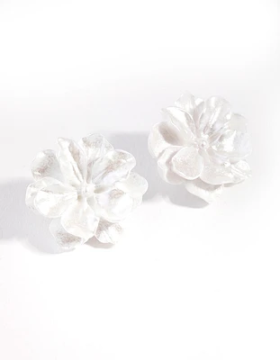 Plastic Multi Petal Flower Stud Earrings