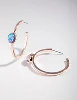 Rose Gold Foiled Stone Hoop Earrings