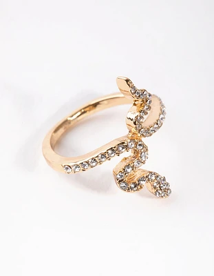 Gold Diamante Snake Ring