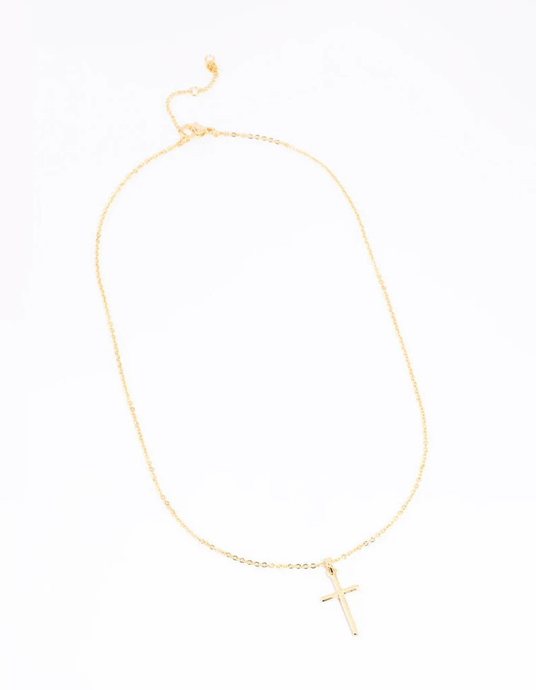 Gold Plated 45cm Cross Necklace