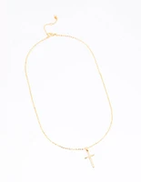 Gold Plated 45cm Cross Necklace