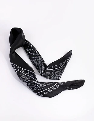 Black Celestial Bandana Hair Scarf