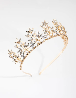 Gold Pearl Leaf Crown