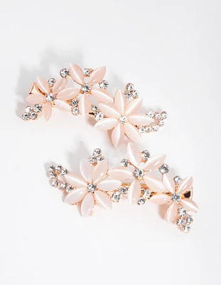 Diamante Cats-Eye Multi Flower Clip