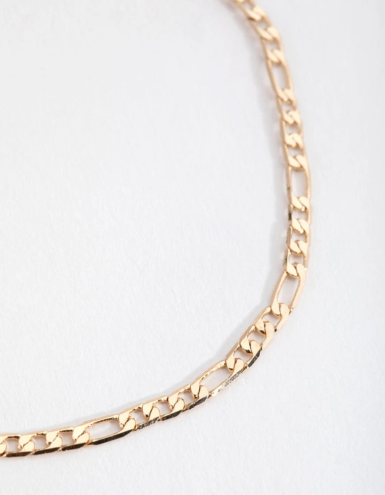 Gold 2mm Figaro Anklet