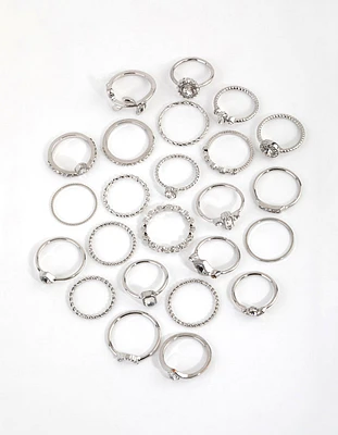 Silver Royal Diamante Ring 24-Pack