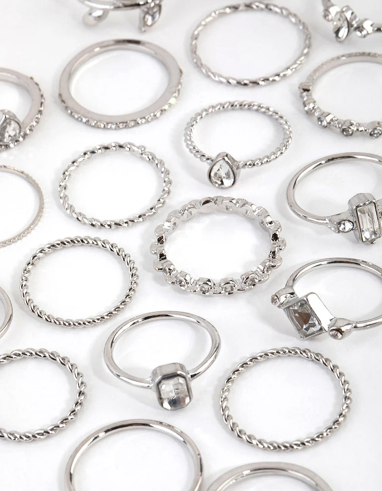 Silver Royal Diamante Ring 24-Pack