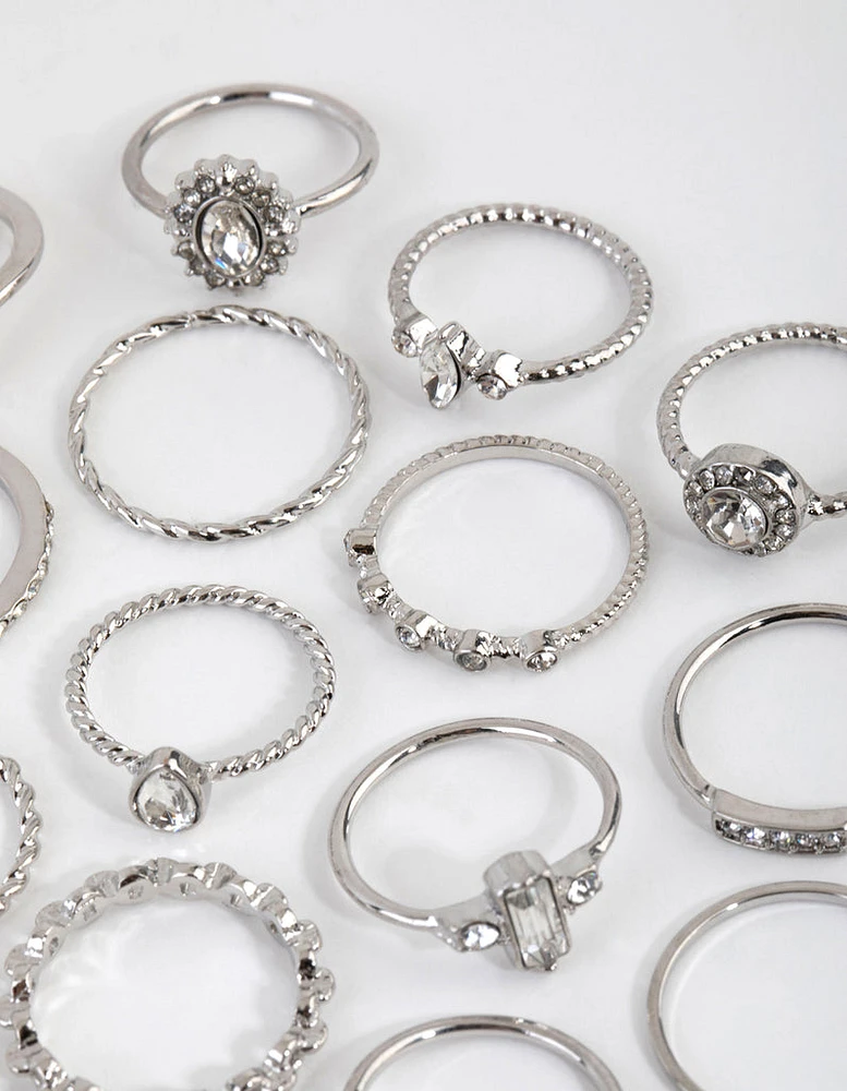 Silver Royal Diamante Ring 24-Pack