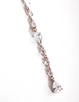 Silver Cubic Zirconia Pear Cut Y-Neck Necklace