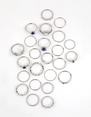 Rhodium Royal Blue Ring 24-Pack