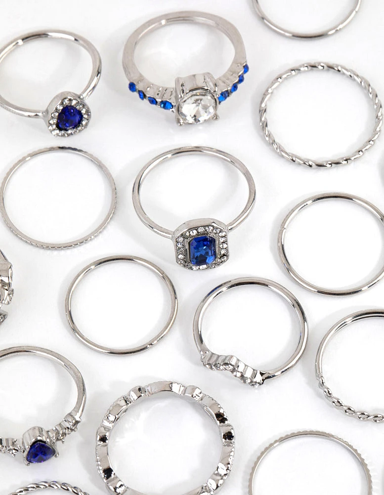 Silver Royal Blue Ring 24-Pack