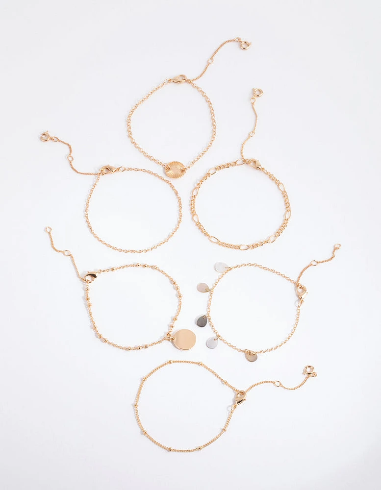 Gold Shell Jingle Bracelet & Anklet 6-Pack Set