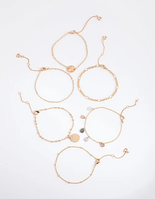 Gold Shell Jingle Bracelet & Anklet 6-Pack Set