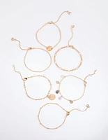 Gold Shell Jingle Bracelet & Anklet 6-Pack Set