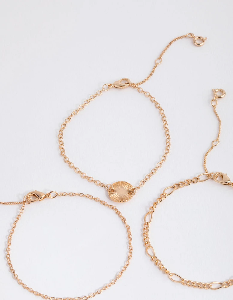 Gold Shell Jingle Bracelet & Anklet 6-Pack Set