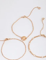 Gold Shell Jingle Bracelet & Anklet 6-Pack Set