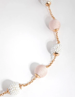 Gold Wrap Bead Station Necklace