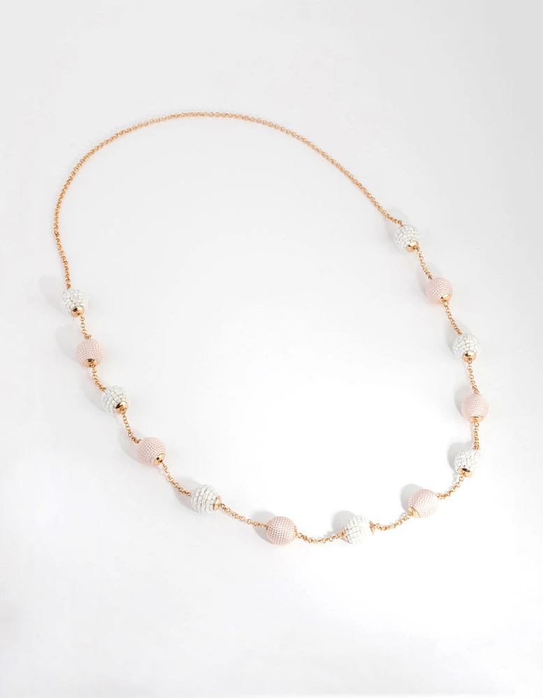 Gold Wrap Bead Station Necklace