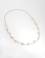 Gold Wrap Bead Station Necklace