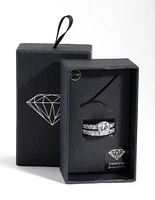 Silver Diamond Simulant Engagement & Wedding Pack Rings