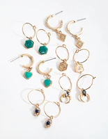 Gold Etched Hoop 6-Pack Earring