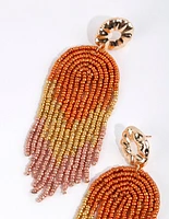 Bronze Beaded Waterfall Drop Earrings