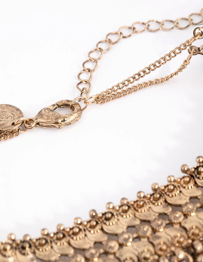 Antique Gold Mesh Chain Choker