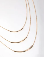 Gold Fine Plain 3-Row Necklace