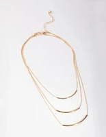 Gold Fine Plain 3-Row Necklace