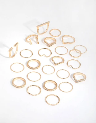 Gold Glitter Geometric Ring 24-Pack