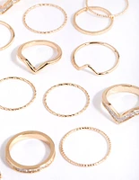 Gold Glitter Geometric Ring 24-Pack