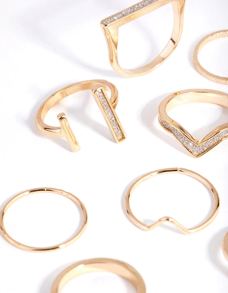 Gold Glitter Geometric Ring 24-Pack