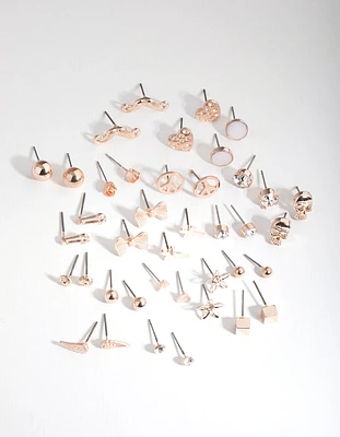 Rose Gold Mismatch Bowtie 20-Pack Earring