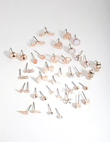 Rose Gold Mismatch Bowtie 20-Pack Earring