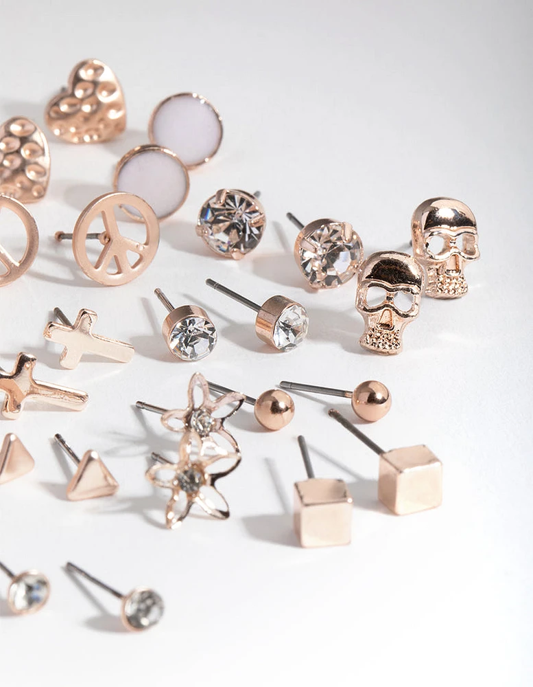 Rose Gold Mismatch Bowtie 20-Pack Earring