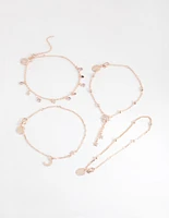 Rose Gold Celestial Drop Bracelet 4-Pack