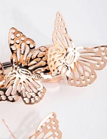 Rose Gold Butterfly Bar Clip Set