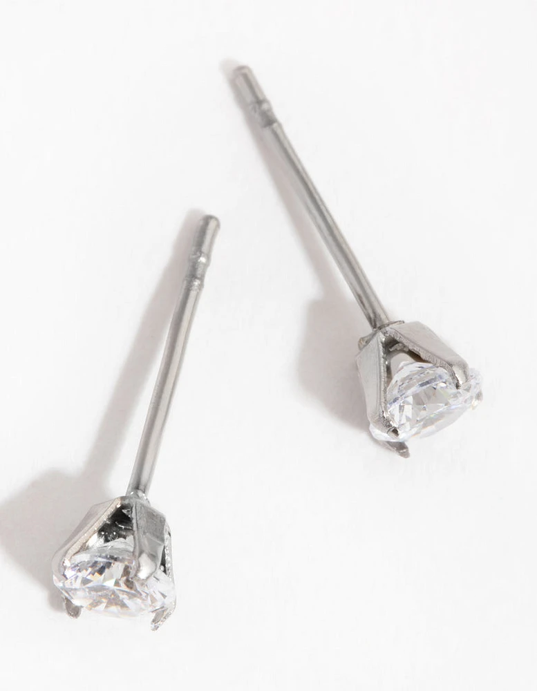 Titanium Cubic Zirconia Stud Earrings