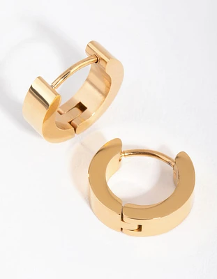 24 Carat Gold Plated Surgical Steel Wide Huggie Earrings